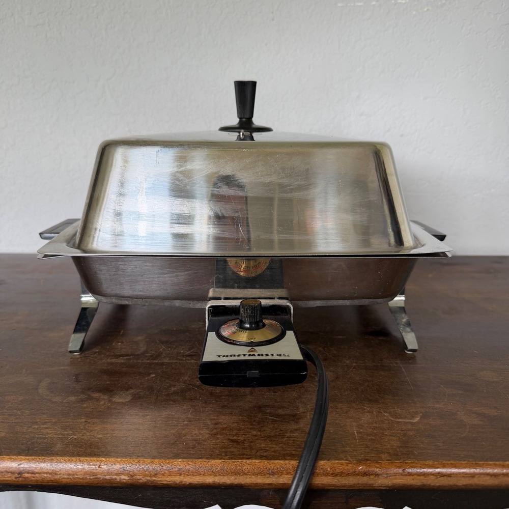 Vintage 1960's Toastmaster Electric Skillet Stainless Steel Fully Immersible MCM